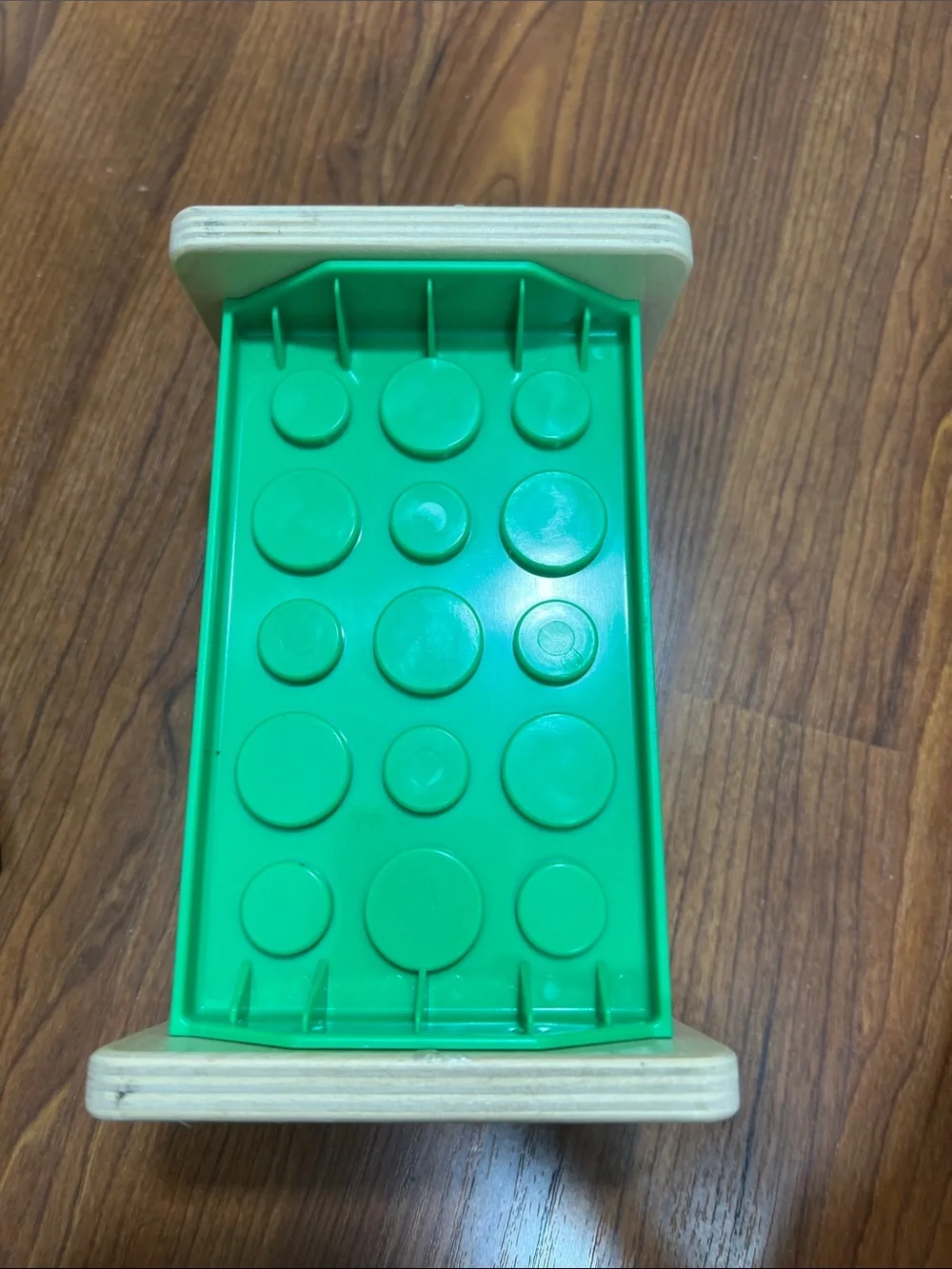 Lovevery Wooden Posting Stand Educational Toy Green and Yellow